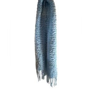 Hand Made Crochet Scarf  Sky Blue Fringed